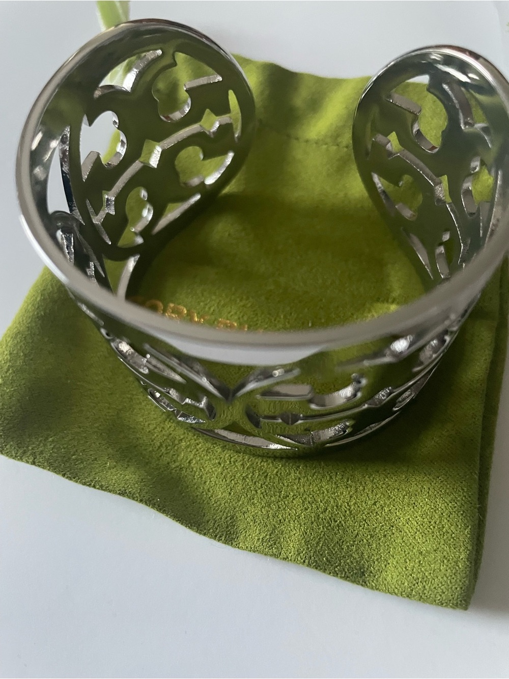 Tory Burch Silver Filigree Open Cuff Bracelet